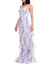 Layana Floral Tiered Bustier Gown