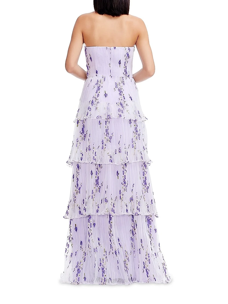 Layana Floral Tiered Bustier Gown