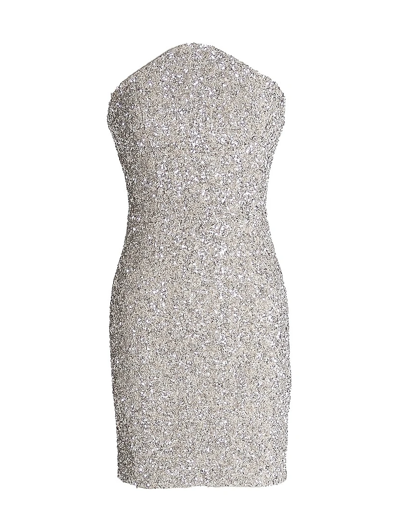 Anica Sequin Pointed Bodice Strapless Minidress