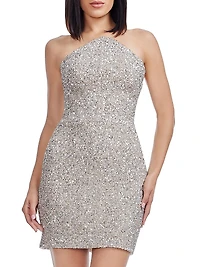 Anica Sequin Pointed Bodice Strapless Minidress