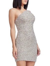 Anica Sequin Pointed Bodice Strapless Minidress