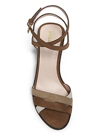 70MM Suede Block Heel Wrap Sandals