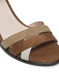 70MM Suede Block Heel Wrap Sandals
