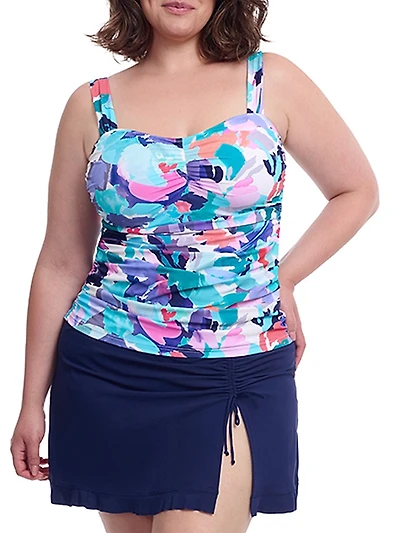 Plus Holi Floral Underwire Tankini Top