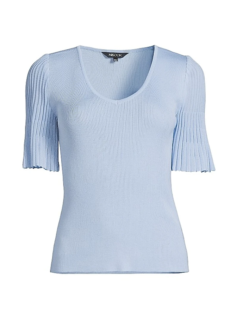 V-Neck Blouse with Flutter Sleeves