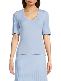 V-Neck Blouse with Flutter Sleeves