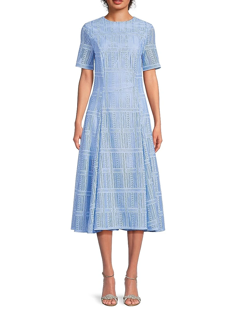 Textured A-Line Midi-Dress