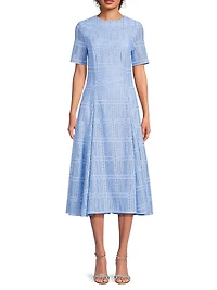 Textured A-Line Midi-Dress