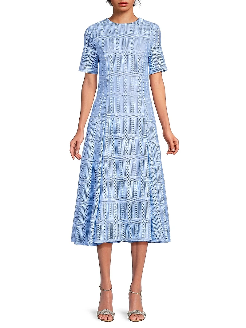 Textured A-Line Midi-Dress