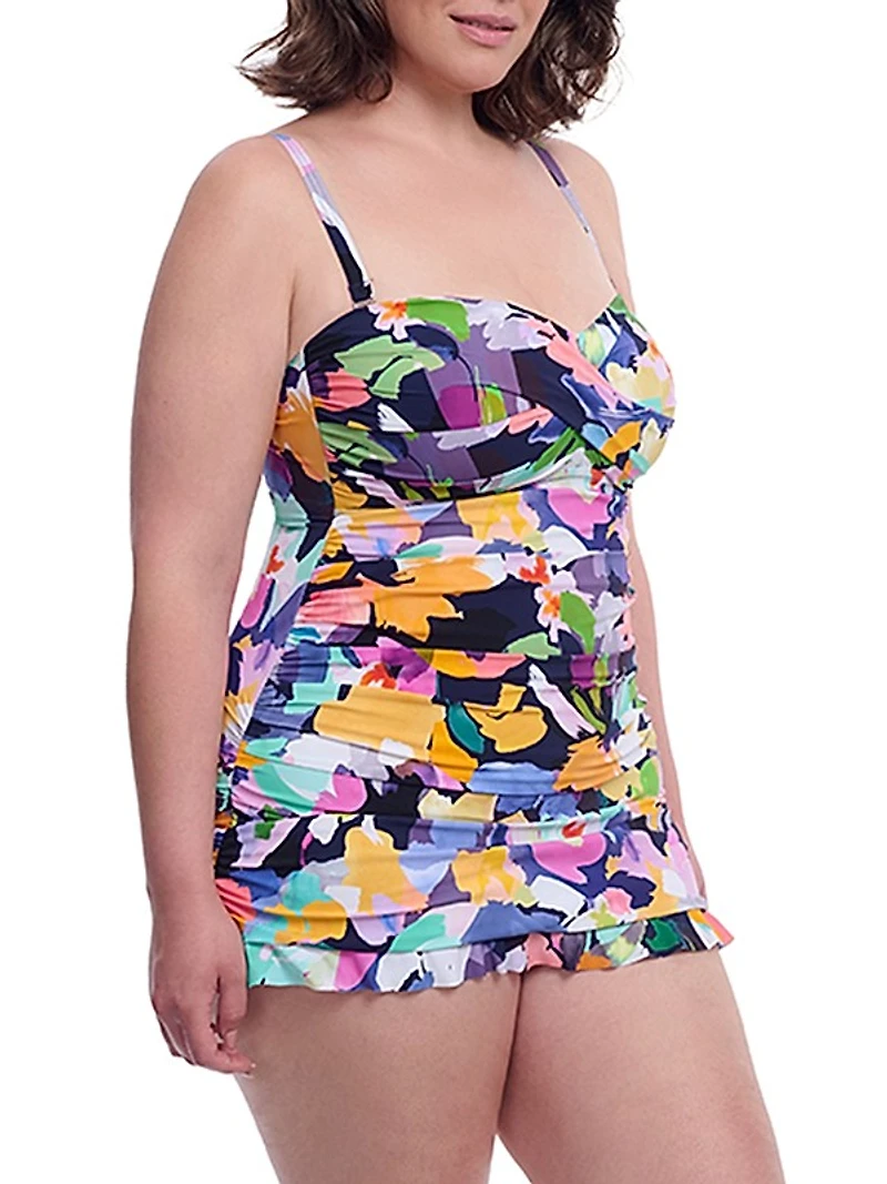 Plus Holi Floral Tummy Control Swim Dress