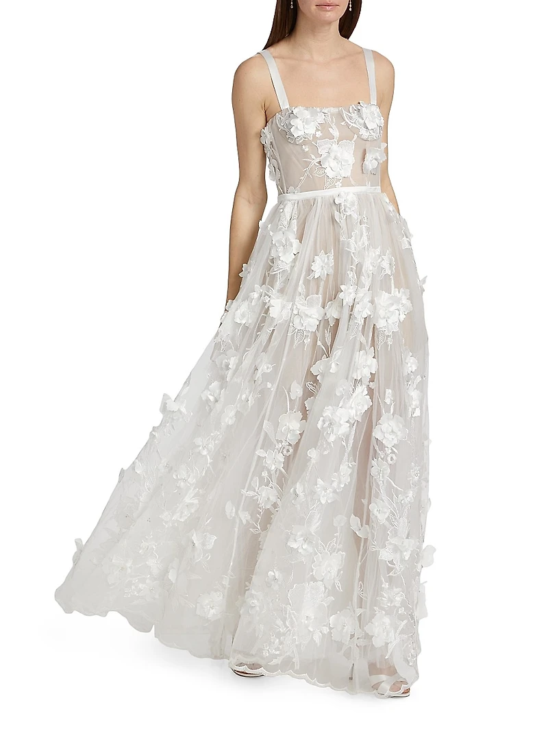 Anastasia Floral Appliqué Gown