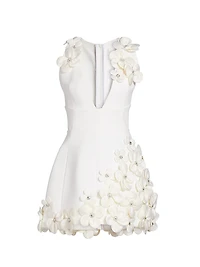 Estelle Crystal-Embellished Floral-Appliquéd Minidress