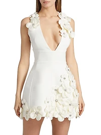 Estelle Crystal-Embellished Floral-Appliquéd Minidress