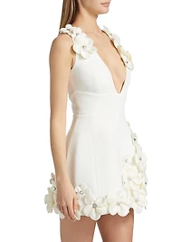 Estelle Crystal-Embellished Floral-Appliquéd Minidress