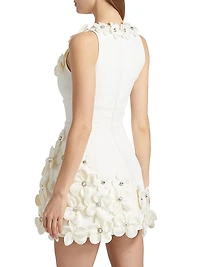 Estelle Crystal-Embellished Floral-Appliquéd Minidress