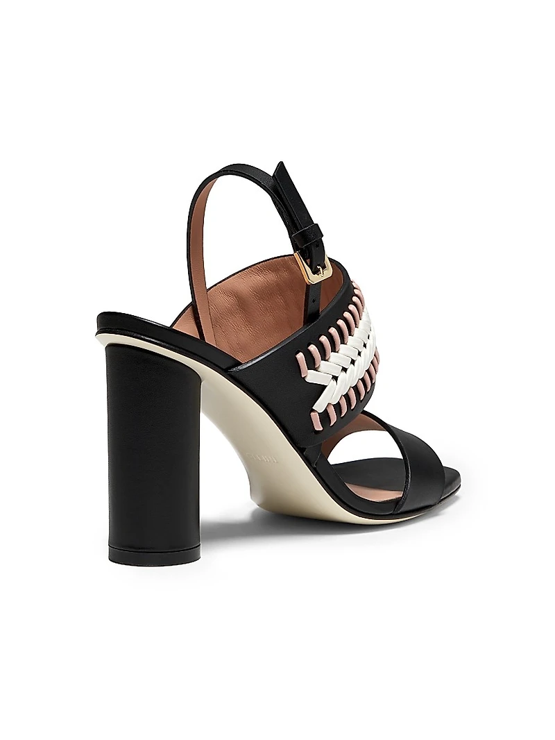 Woven Leather 85MM Cylinder Heel Sandals