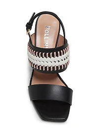 Woven Leather 85MM Cylinder Heel Sandals