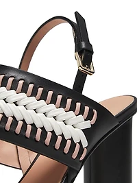 Woven Leather 85MM Cylinder Heel Sandals