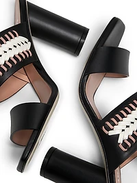Woven Leather 85MM Cylinder Heel Sandals