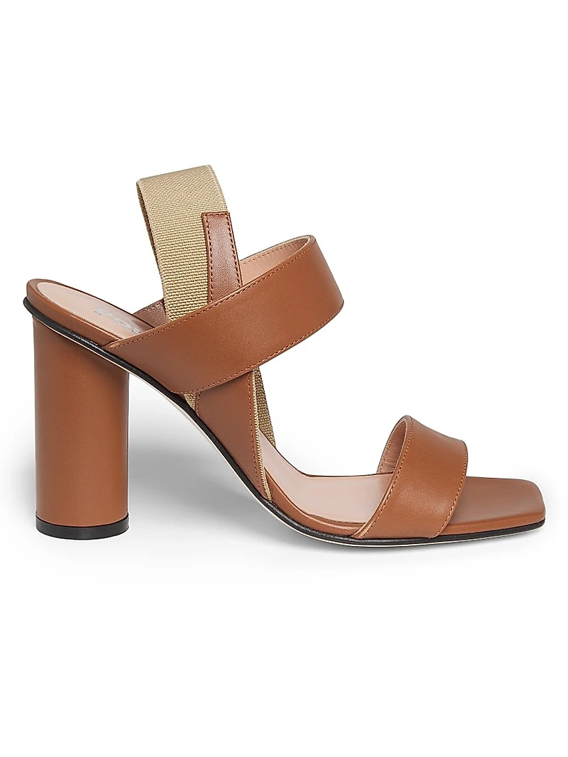 Leather 85MM Block Heel Sandals
