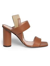 Leather 85MM Block Heel Sandals