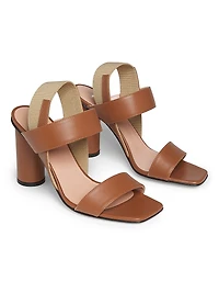 Leather 85MM Block Heel Sandals