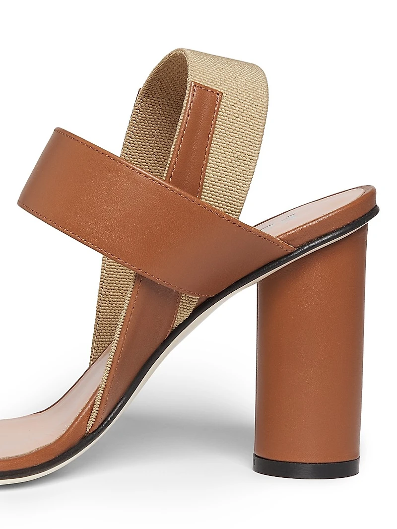 Leather 85MM Block Heel Sandals