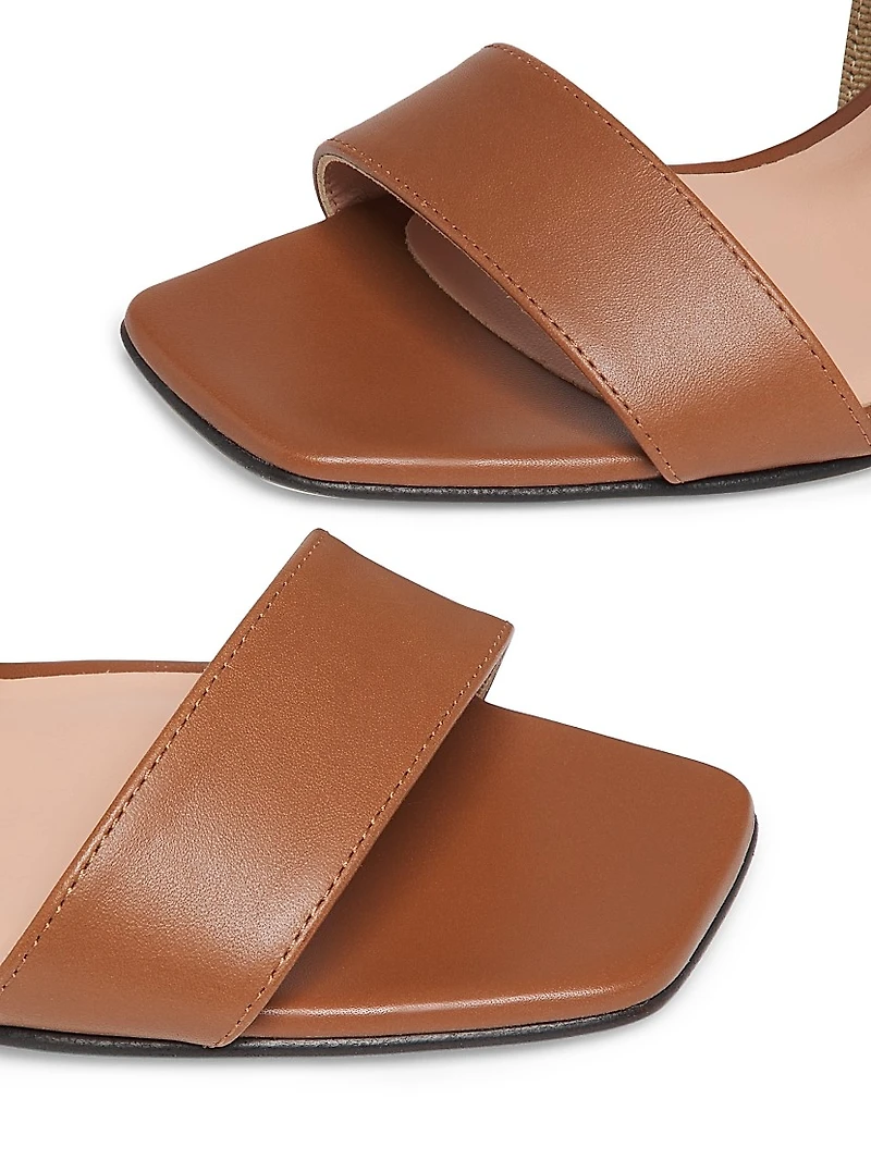 Leather 85MM Block Heel Sandals