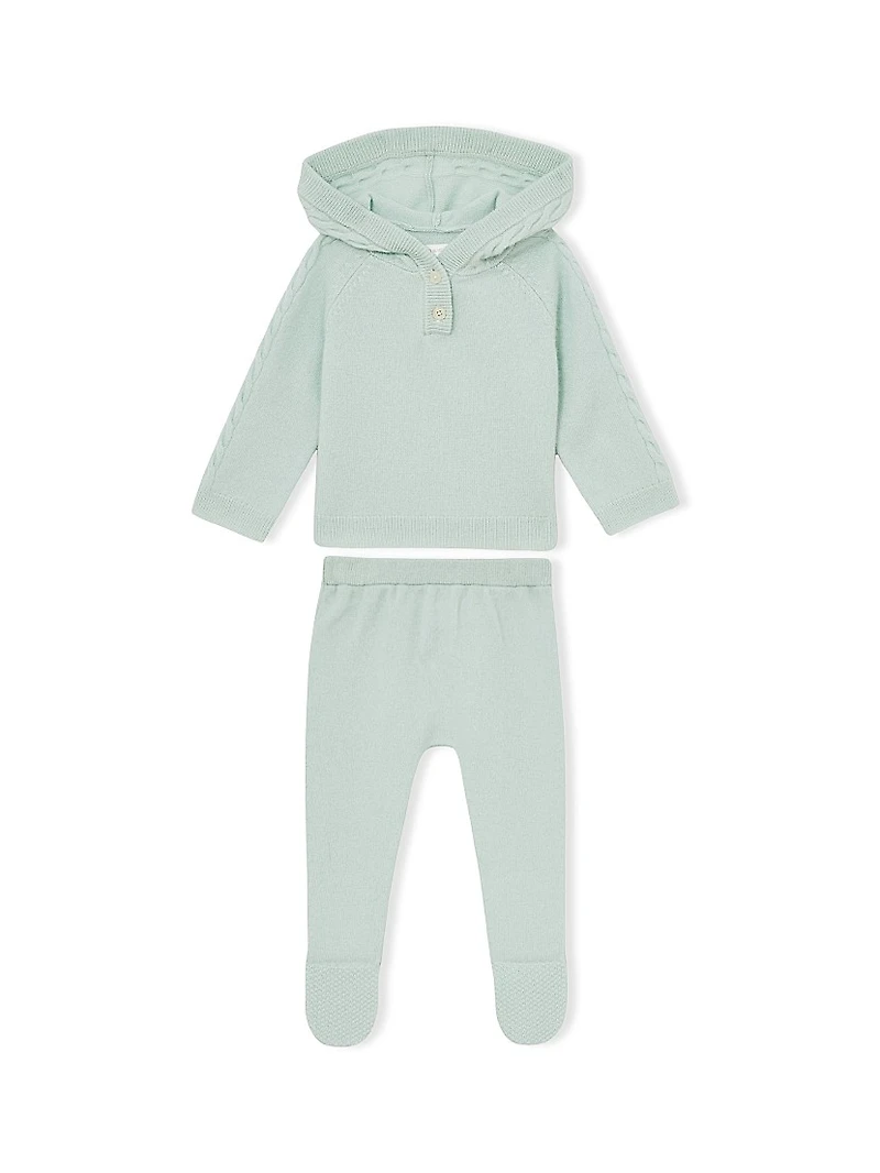 Baby's Eder Cashmere Hoodie & Footie Pants Set