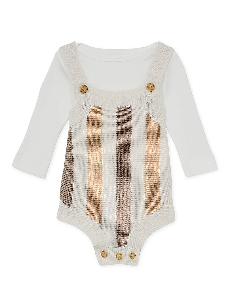 Baby's Cyra Wool-Cashmere Striped Romper Set