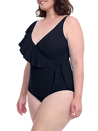 Plus Tutti Fruitti Asymmetric Ruffle One-Piece Swimsuit