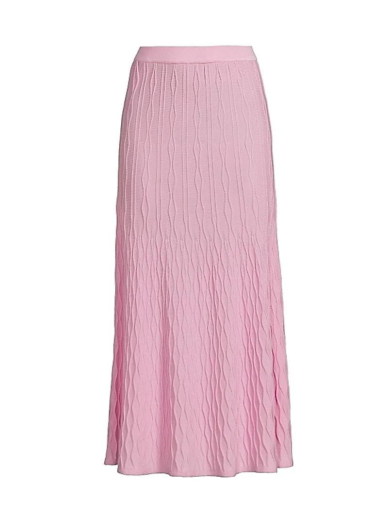 Raised Geometric-Patterned Flared Midi-Skirt