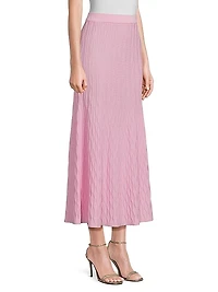 Raised Geometric-Patterned Flared Midi-Skirt