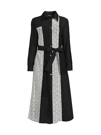 Contrast Lace Straight-Fit Midi-Dress