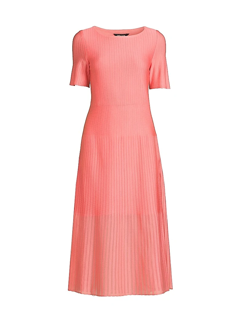 Rib-Knit A-line Midi-Dress