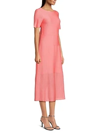 Rib-Knit A-line Midi-Dress