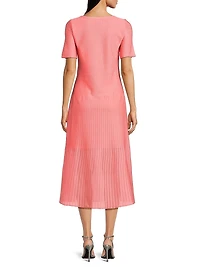 Rib-Knit A-line Midi-Dress