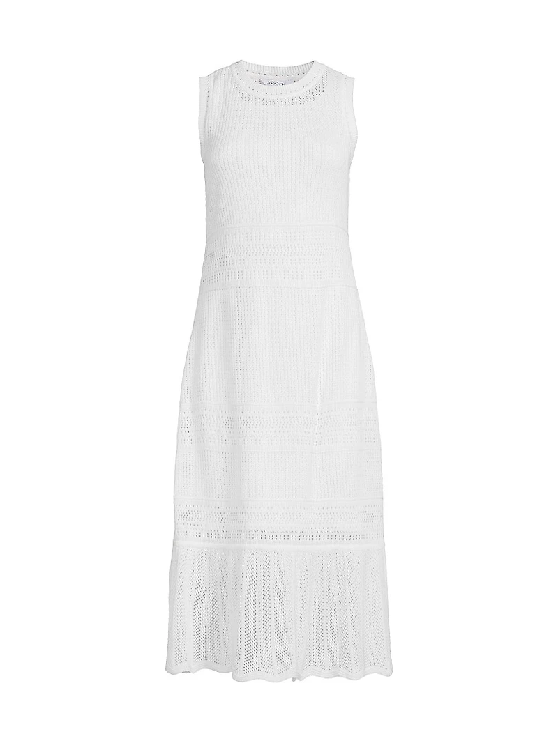 Pointelle-Knit Midi-Dress