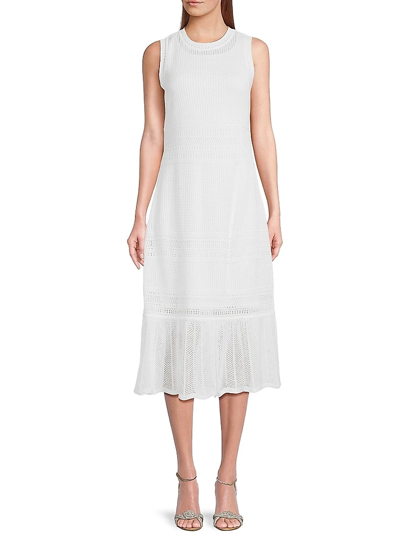 Pointelle-Knit Midi-Dress
