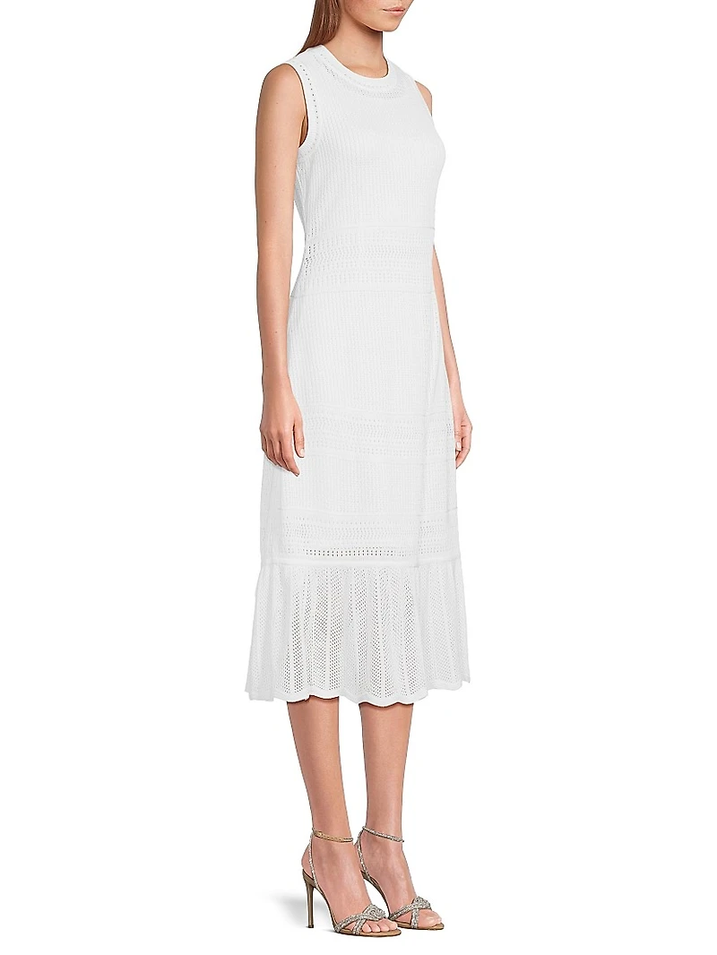 Pointelle-Knit Midi-Dress