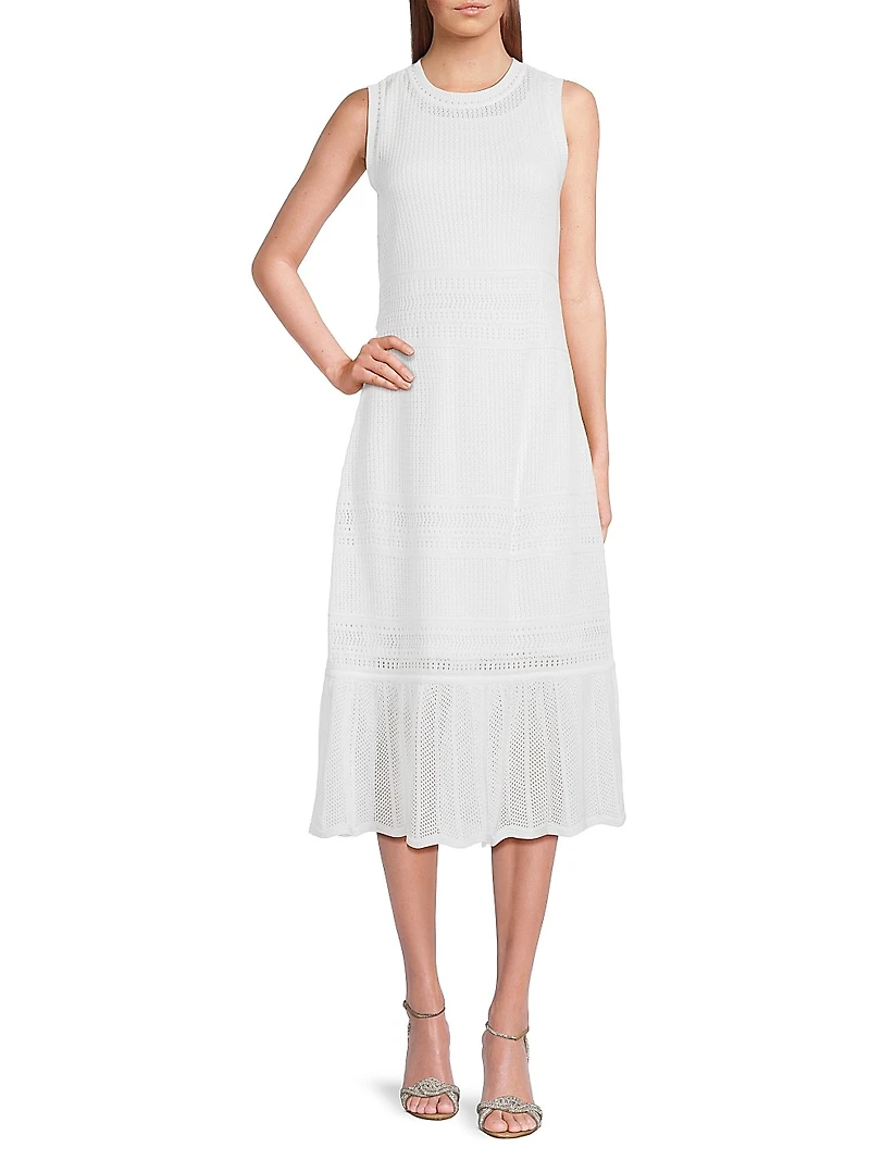 Pointelle-Knit Midi-Dress