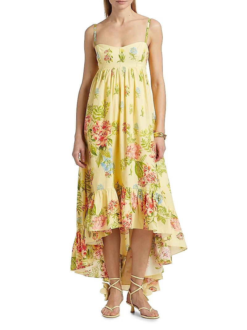 Dhun Floral Cotton High-Low Maxi Dress