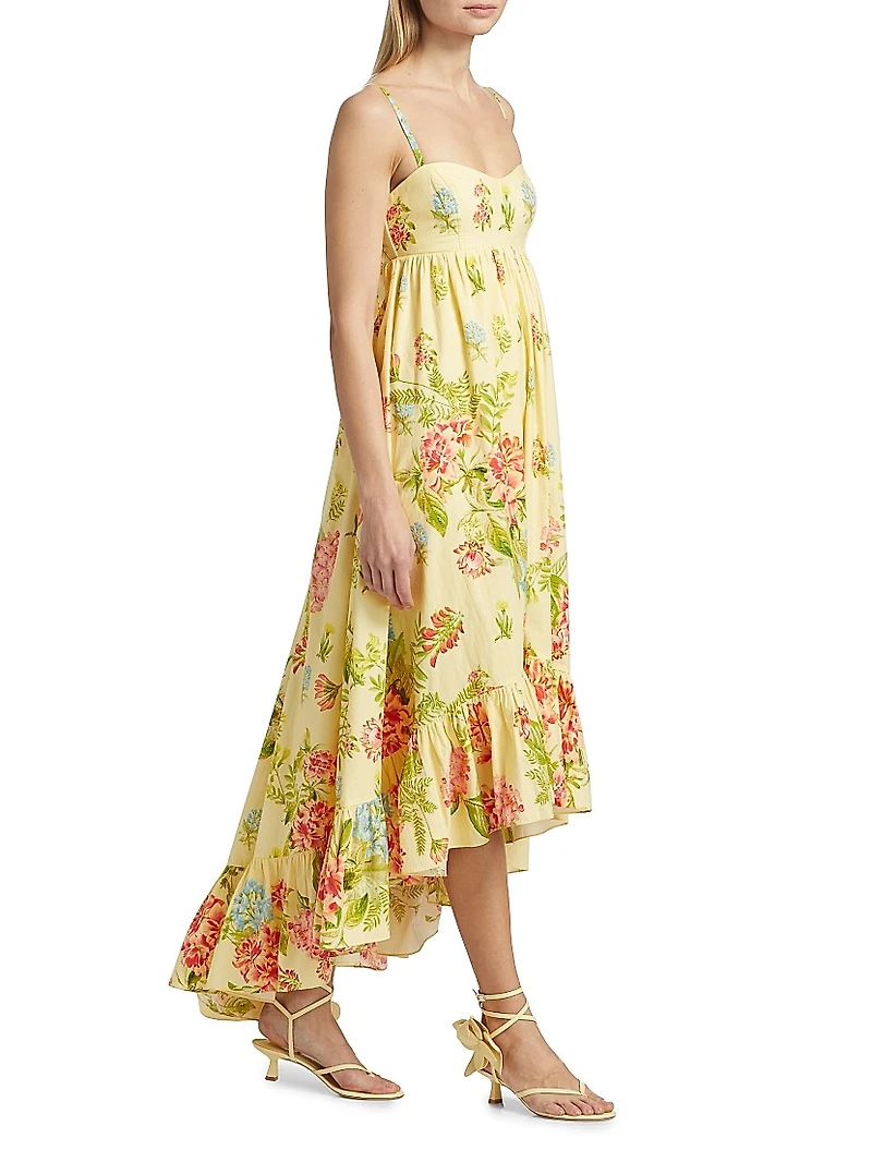 Dhun Floral Cotton High-Low Maxi Dress