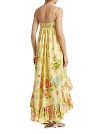 Dhun Floral Cotton High-Low Maxi Dress
