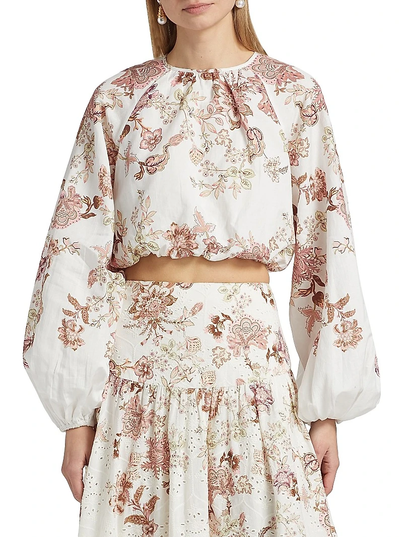 Diza Floral Bubble Hem Top