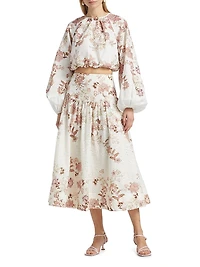 Diza Floral Bubble Hem Top