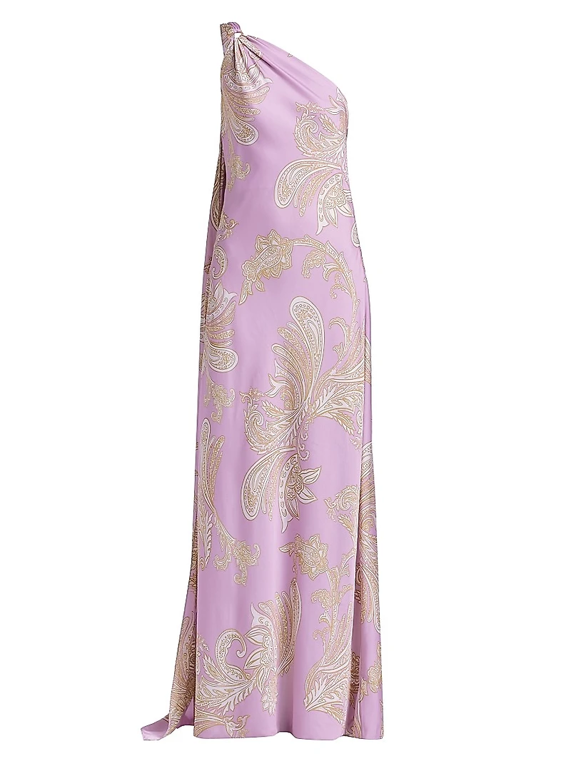Jiah Paisley One-Shoulder Gown