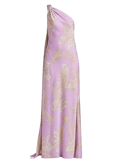 Jiah Paisley One-Shoulder Gown