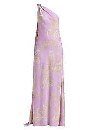 Jiah Paisley One-Shoulder Gown