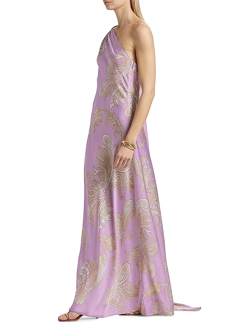 Jiah Paisley One-Shoulder Gown